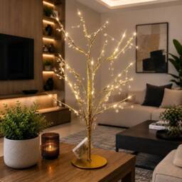 SPOT ON DEALZ 48 LED Gold Twig Tree with Jewelled Lights Christmas Decor