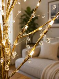 SPOT ON DEALZ 48 LED Gold Twig Tree with Jewelled Lights Christmas Decor - thumbnail 4