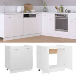 Berkfield Home Sink Bottom Cabinet White 80x46x81.5 cm Engineered Wood - thumbnail 3