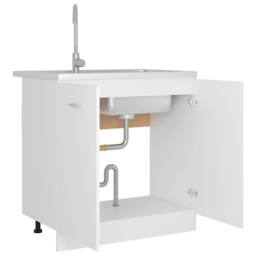Berkfield Home Sink Bottom Cabinet White 80x46x81.5 cm Engineered Wood - thumbnail 4