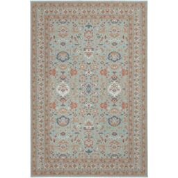 The Rug Shop UK Traditional Border Floral Blue Easy to clean Machine Made Area Rug - Size: 135 cm x 200 cm