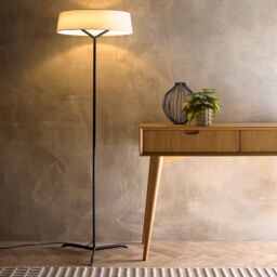 K LIVING Luna Black Floor Lamp, Table Lamp or Ceiling Pendant light with White Shades & Integrated LED in Silver - thumbnail 2
