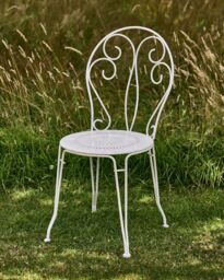 Dibor Set of 4 Vintage Antique White Outdoor Garden Furniture Bistro Chairs - thumbnail 2