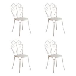 Dibor Set of 4 Vintage Antique White Outdoor Garden Furniture Bistro Chairs - thumbnail 1