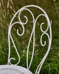 Dibor Set of 4 Vintage Antique White Outdoor Garden Furniture Bistro Chairs - thumbnail 4