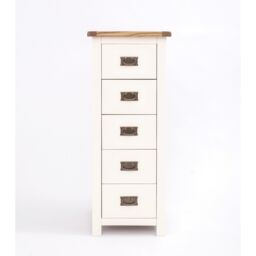 Cabinet Bits Lovere 5 Drawer Narrow Chest of Drawers Bras Drop Handle in Off-White - thumbnail 1