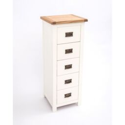 Cabinet Bits Lovere 5 Drawer Narrow Chest of Drawers Bras Drop Handle in Off-White - thumbnail 4