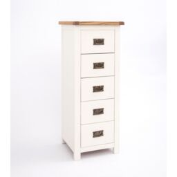 Cabinet Bits Lovere 5 Drawer Narrow Chest of Drawers Bras Drop Handle in Off-White - thumbnail 3