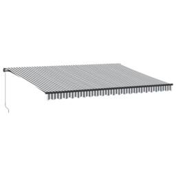 Berkfield Home Manual Retractable Awning Anthracite & White 500x350 cm in Black - thumbnail 2