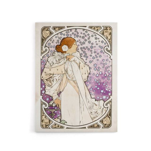 "Artery8 Lady of Camellias Theatre Portrait Canvas Wall Art Print Mucha in Purple - Size: W18"" x H24""" - image 1