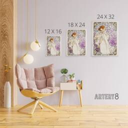 "Artery8 Lady of Camellias Theatre Portrait Canvas Wall Art Print Mucha in Purple - Size: W18"" x H24""" - thumbnail 4