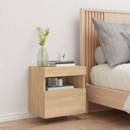 Berkfield Home TV Wall Cabinet with LED Lights Sonoma Oak 40x30x40 cm in Brown - Size: 40 x 30 x 40 cm - thumbnail 5
