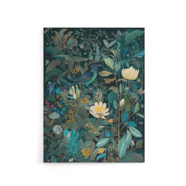 "Artery8 Birds in Blooming Wildflower Field Canvas Wall Art Print in Blue - Size: W18"" x H24""" - image 1
