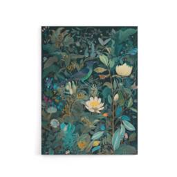 "Artery8 Birds in Blooming Wildflower Field Canvas Wall Art Print in Blue - Size: W18"" x H24""" - thumbnail 1