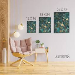 "Artery8 Birds in Blooming Wildflower Field Canvas Wall Art Print in Blue - Size: W18"" x H24""" - thumbnail 4
