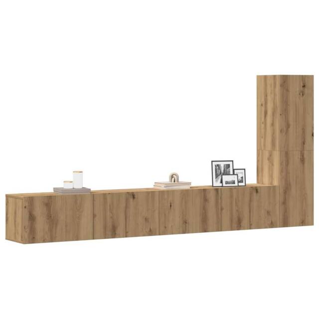 Berkfield Home 3 Piece TV Cabinet Set Wall-mounted Artisan Oak Engineered Wood - image 1