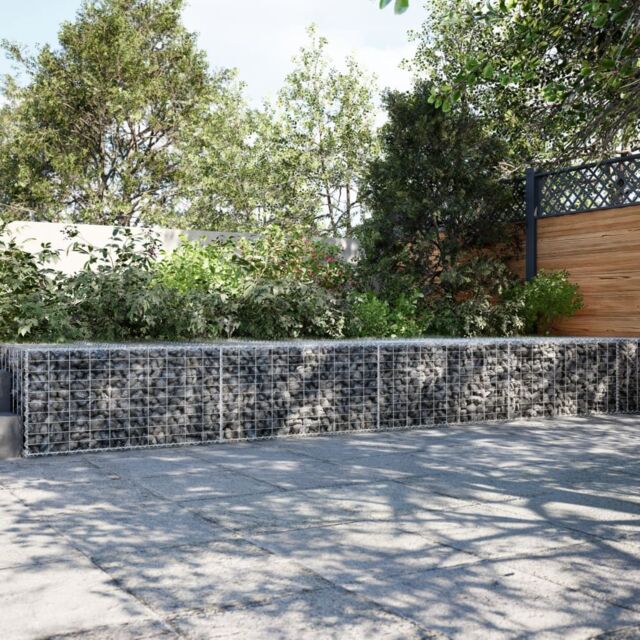 Berkfield Home Gabion Basket with Cover 400x100x50 cm Galvanised Iron in Silver - Size: 400 x 100 x 50 cm - image 1