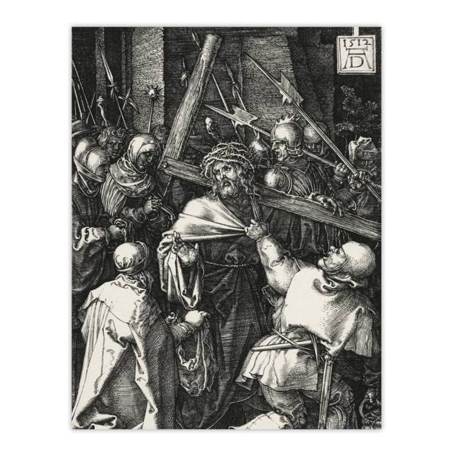 "Artery8 Bearing of the Cross Albrecht Durer Wall Art Poster Print in Grey - Size: W12"" x H16""" - image 1