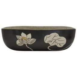 Berkfield Home Countertop Basin Grey & Black Rectangular 48x37.5x13.5 cm Ceramic - thumbnail 3