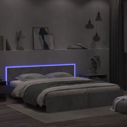 Berkfield Home Bed Frame with LED without Mattress Concrete Grey 200x200 cm - thumbnail 4