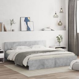 Berkfield Home Bed Frame with LED without Mattress Concrete Grey 200x200 cm - thumbnail 1