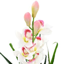 Berkfield Home Artificial Cymbidium Orchid Plant with Pot 100 cm Green - thumbnail 2