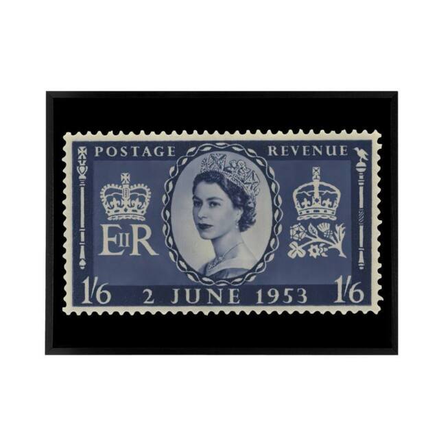 "Artery8 Queen Elizabeth II Of England Framed Canvas Wall Art Print in Blue - Size: W12"" x H16""" - image 1