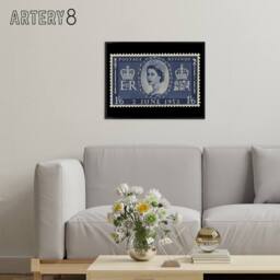 "Artery8 Queen Elizabeth II Of England Framed Canvas Wall Art Print in Blue - Size: W12"" x H16""" - thumbnail 3
