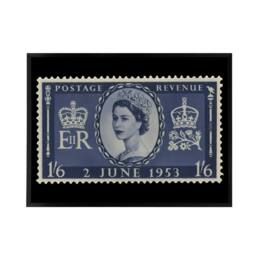 "Artery8 Queen Elizabeth II Of England Framed Canvas Wall Art Print in Blue - Size: W12"" x H16""" - thumbnail 1