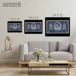 "Artery8 Queen Elizabeth II Of England Framed Canvas Wall Art Print in Blue - Size: W12"" x H16""" - thumbnail 4