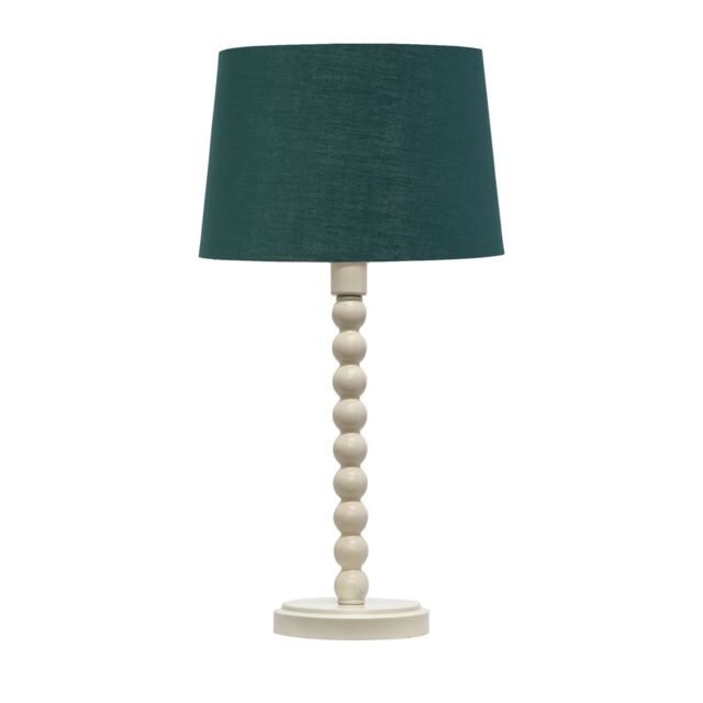 First Choice Lighting Bobbin - Ivory Lamp with Dark Green & Gold Shade in White - image 1