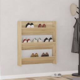 Berkfield Home Wall Shoe Cabinet Sonoma Oak 80x18x90 cm Engineered Wood in Light Tan - Size: 80 x 18 x 90 cm - thumbnail 2