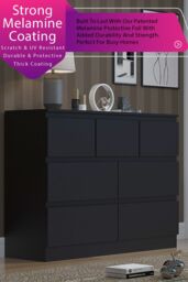 FWStyle 7 Drawer Matt Black Merchant Chest Of Drawers - Stora - thumbnail 2