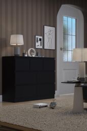 FWStyle 7 Drawer Matt Black Merchant Chest Of Drawers - Stora - thumbnail 1