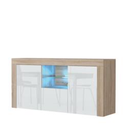 Mex Furniture LTD Sideboard Aurora 145cm - Oak & White Gloss Doors & LED Lights - thumbnail 8