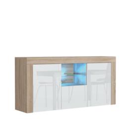 Mex Furniture LTD Sideboard Aurora 145cm - Oak & White Gloss Doors & LED Lights - thumbnail 9