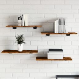 Berkfield Home Wall Shelves 4 pcs Smoked Oak 60x30x1.5 cm Engineered Wood in Brown - thumbnail 1