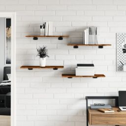 Berkfield Home Wall Shelves 4 pcs Smoked Oak 60x30x1.5 cm Engineered Wood in Brown - thumbnail 3