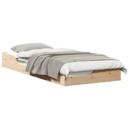 Berkfield Home Modern Floor Bed Frame Brown 100 x 210 cm Solid pine wood in Beige - thumbnail 1