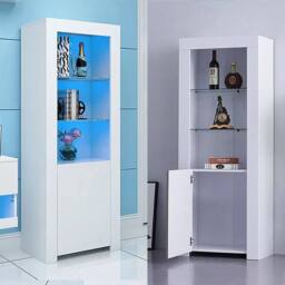 Dprodo High Gloss Tall Display Cabinet in White - Size: 1 Pack - thumbnail 2