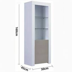 Dprodo High Gloss Tall Display Cabinet in White - Size: 1 Pack - thumbnail 9