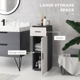 Wyld Haus Gazzeta Slim Grey Bathroom Cabinet Drawer & Double Door Cupboard in Light Grey - thumbnail 5