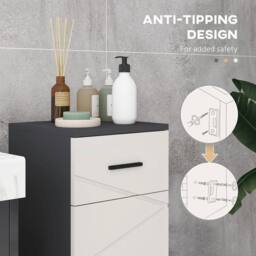 Wyld Haus Gazzeta Slim Grey Bathroom Cabinet Drawer & Double Door Cupboard in Light Grey - thumbnail 7