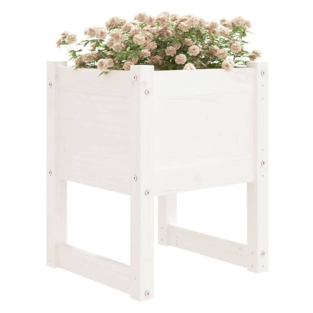 Berkfield Home Planters 2 pcs White 40x40x52.5 cm Solid Wood Pine - image 1