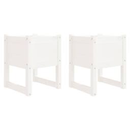 Berkfield Home Planters 2 pcs White 40x40x52.5 cm Solid Wood Pine - thumbnail 3