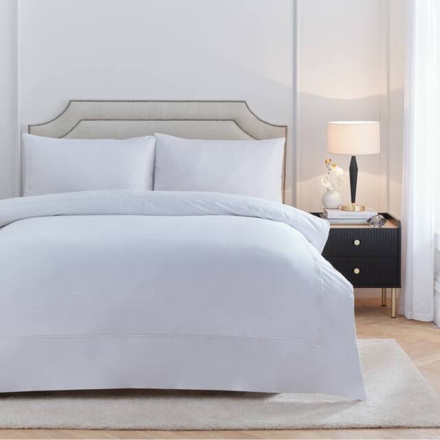 Paoletti Elara 100% Cotton Embroidered Duvet Cover Set in White - Size: Double - image 1