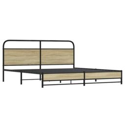 Berkfield Home Metal Bed Frame without Mattress Sonoma Oak 180x200 cm Super King in Brown - thumbnail 3