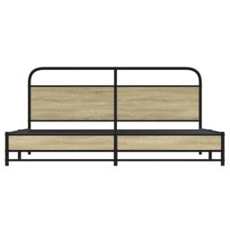 Berkfield Home Metal Bed Frame without Mattress Sonoma Oak 180x200 cm Super King in Brown - thumbnail 5