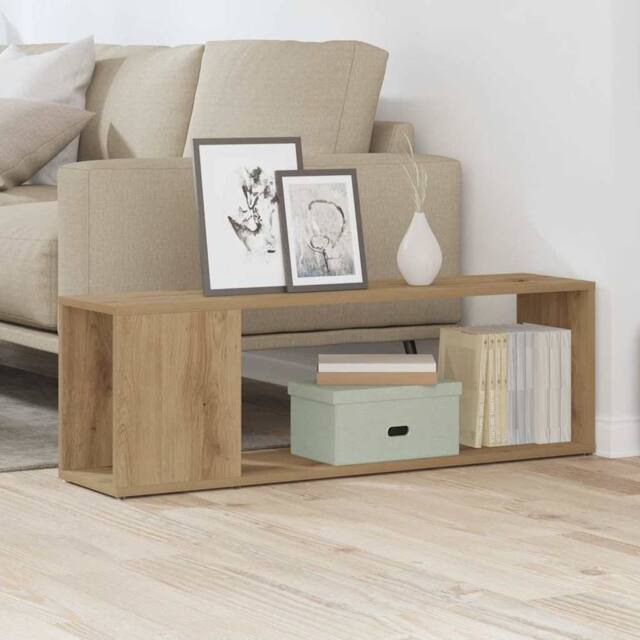 Berkfield Home TV Cabinet Artisan Oak 100x24x32 cm Engineered Wood in Brown - Size: 100 x 24 x 32 cm - image 1