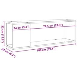 Berkfield Home TV Cabinet Artisan Oak 100x24x32 cm Engineered Wood in Brown - Size: 100 x 24 x 32 cm - thumbnail 9